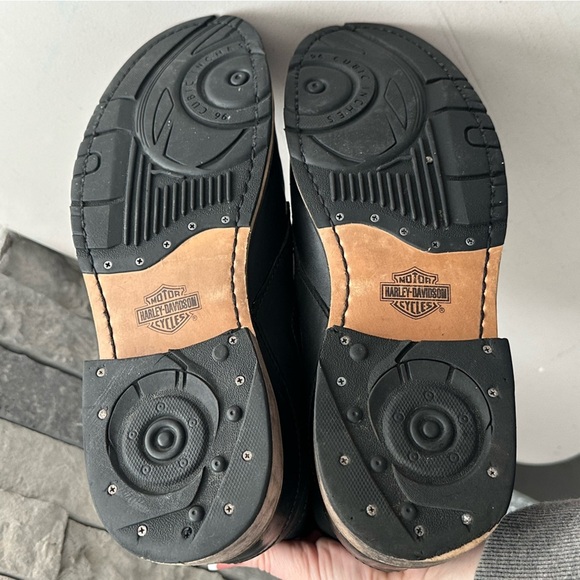 Harley Davidson Men's Round Toe Black Soft Leather Ankle Motorcycle Boots Size 9 - Picture 6 of 12